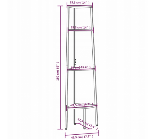 4-ярусный угловой стеллаж MSM Loft – вместительное решение для углового пространства