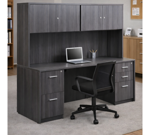 At Work Credenza Desk & Hutch Set - MSMLOFT
