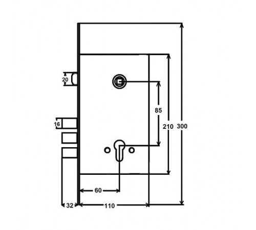 KEDR CLASS Замок врезной 252RL-C(евро МОНОБЛОК под ручку)