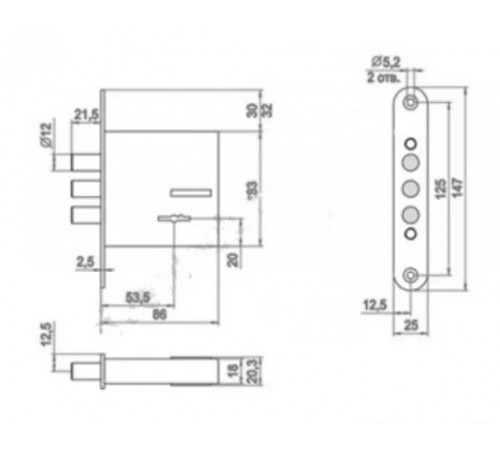 KEDR Замок врезной CLASS 04.04 сувальдный (металлический ключ)