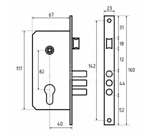 KEDR Замок врезной Class 9011 SR-3R CP