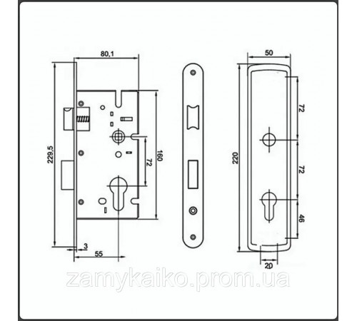 KEDR Замок врезной с ручками CLASS SN 7255-4