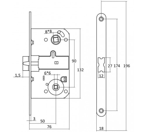 KEDR Межкомнатный механизм KEDR 410B WC G