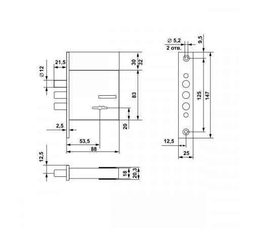 KEDR Механизм замка CLASS 0406 (металлический ключ)