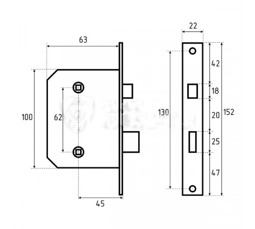 KEDR Механизм замка CLASS 251 (BS44*62мм) WC CP
