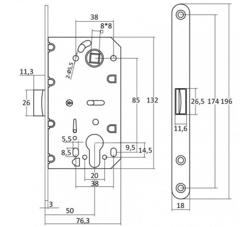 KEDR Межкомнатный механизм CLASS 410C-S KEVLAR BL