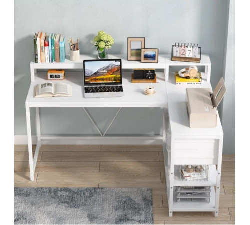 L-образный компьютерный стол с подставкой для монитора