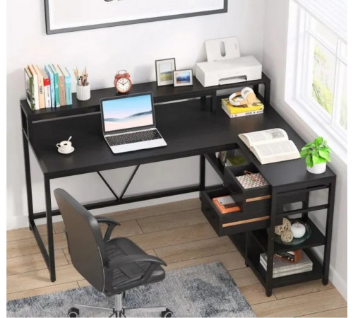 L-подібний комп'ютерний стіл із підставкою для монітора