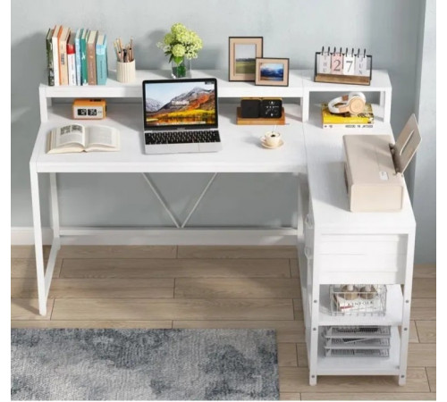 L-образный компьютерный стол с подставкой для монитора