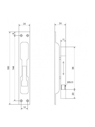 Торцевий шпінгалет для металевих дверей KEDR СХ-001