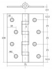 Петля дверна універсальна KEDR 100*75*2.5-B4-G