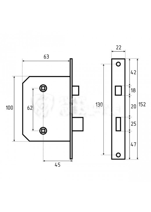 Механизм замка CLASS 251 (BS44*62мм) WC CP Механизм замка CLASS 251 (BS44*62мм) WC CP