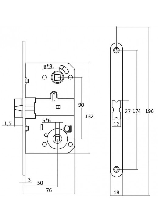 Міжкімнатний механізм KEDR 410B WC NI