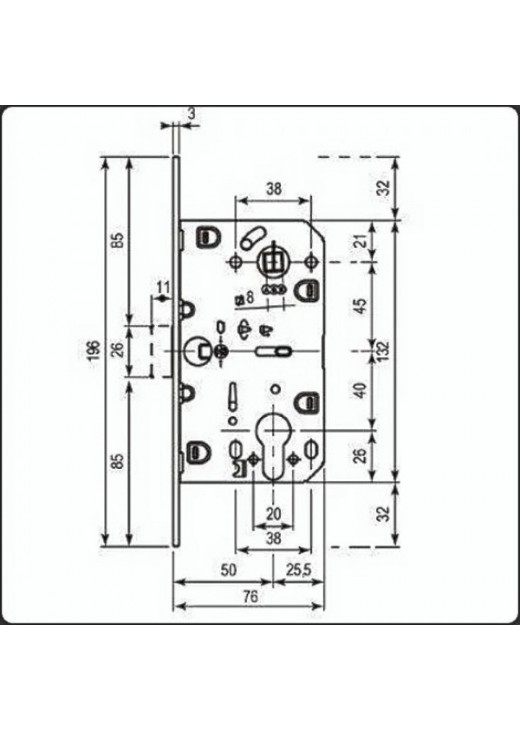 Міжкімнатний механізм CLASS 410C-S MAGNET Black mat