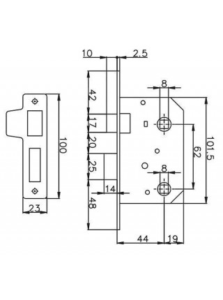 Механізм замка під фіксатор для міжкімнатних дверей CLASS 251 WC CP (5-20)