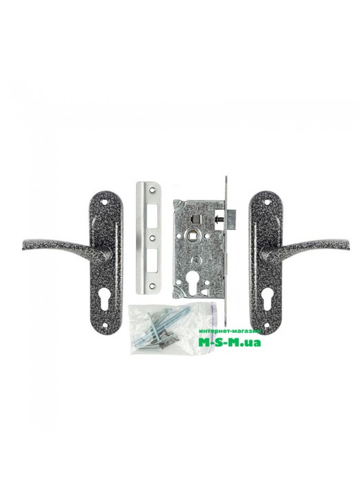 Врізний замок Аріко ЗВ4-У корпус з ручкою срібний антік без циліндра