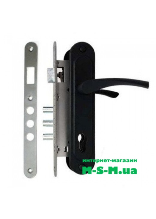 Врізний замок Аріко ЗВ-7 з чорною ручкою без циліндра 