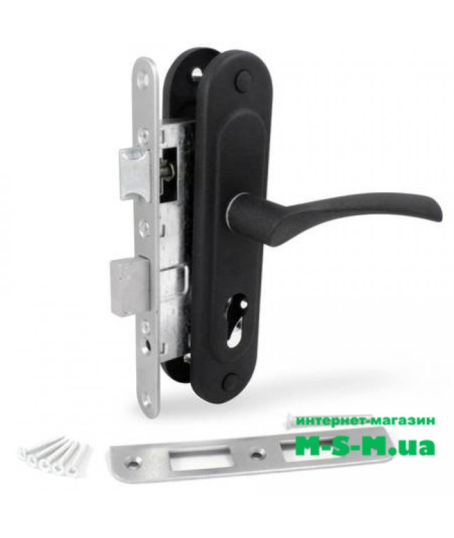 Врізний замок Аріко ЗВ4-У корпус з чорною ручкою без циліндра