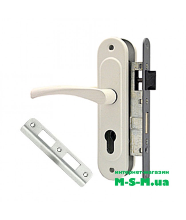 Врізний замок Аріко ЗВ4-У корпус з ручкою білий без циліндра