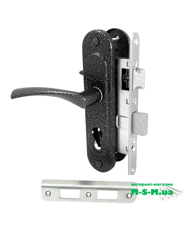 Врізний замок Аріко ЗВ4-У корпус з ручкою срібний антік без циліндра