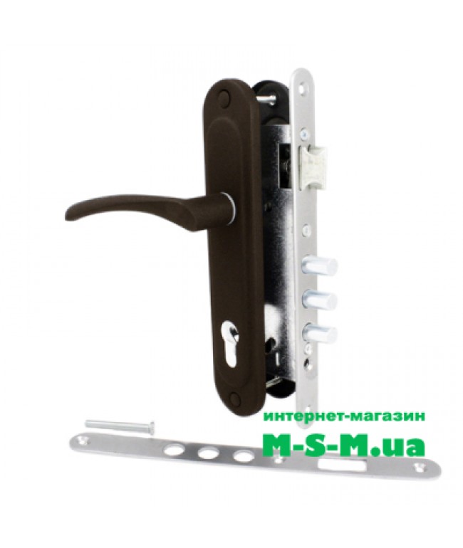 Врізний замок Аріко ЗВ-7 з коричневою ручкою без циліндра 