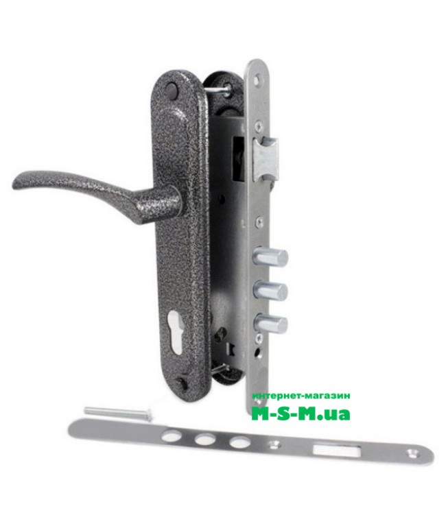 Врізний замок Аріко ЗВ-7 з ручкою срібний антік без циліндра 