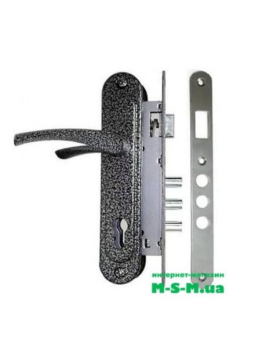 Врізний замок Аріко ЗВ-7 з ручкою срібний антік без циліндра 