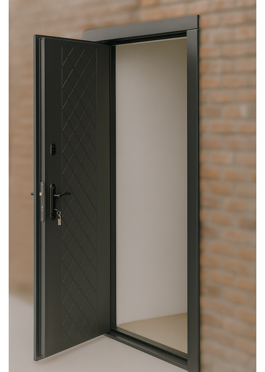 Теплі металеві двері Вулкан з МДФ і 2 замками, графіт Теплі металеві двері Вулкан з МДФ і 2 замками, графіт