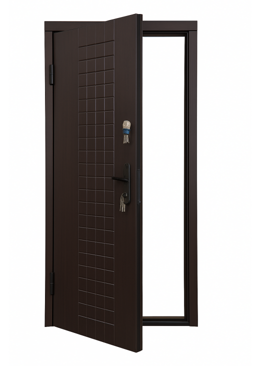 Вхідні двері Вулкан (праві/ліві) – метал 1,2 мм з МДФ, 65 мм полотна, 2 замки, горіх Вхідні двері Вулкан (праві/ліві) – метал 1,2 мм з МДФ, 65 мм полотна, 2 замки, горіх