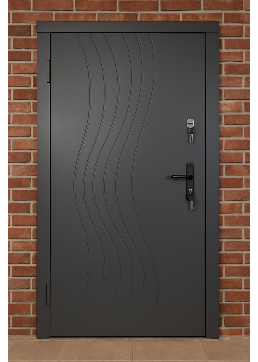 Вхідні двері Вулкан 860×2050 / 960×2050 мм (права або ліва) з МДФ накладками з обох боків, сірі Вхідні двері Вулкан 860×2050 / 960×2050 мм (права або ліва) з МДФ накладками з обох боків, сірі