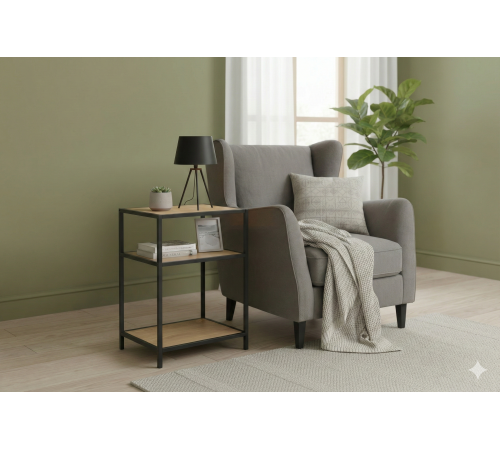 Приставний столик Bedside 3-ярусний у стилі Loft