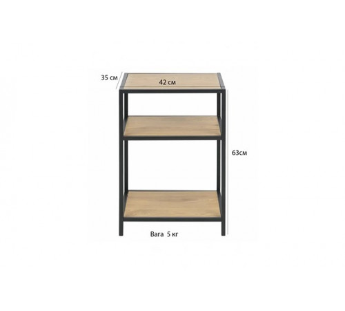 Приставний столик Bedside 3-ярусний у стилі Loft