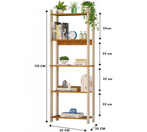 Стелаж 5 полицями, дуб Сонома — стиль лофт і надійність
