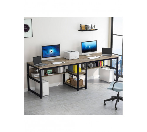 Двомісний письмовий стіл з полицями — 200 × 60 × 75 см