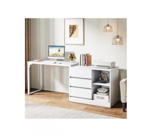 Стол с ящиком и полками (L-форма) – 180×45×75 см