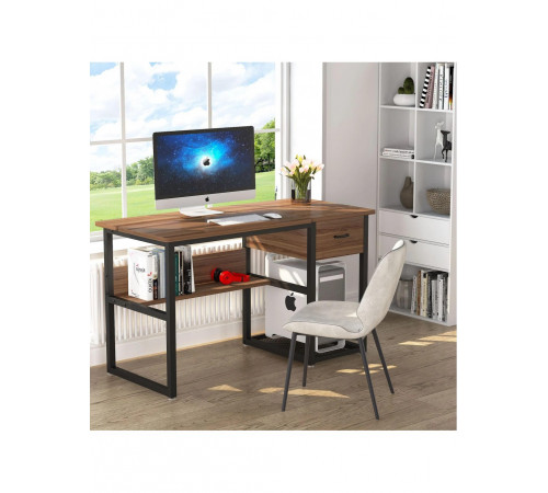 Стіл письмовий, дуб сонома/чорний метал