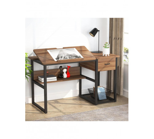 Стіл письмовий, дуб сонома/чорний метал