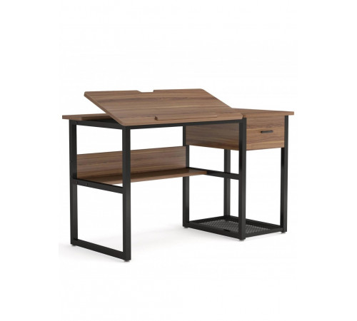 Стіл письмовий, дуб сонома/чорний метал