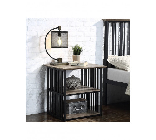 Стильная лофт-тумба с металлическим каркасом.