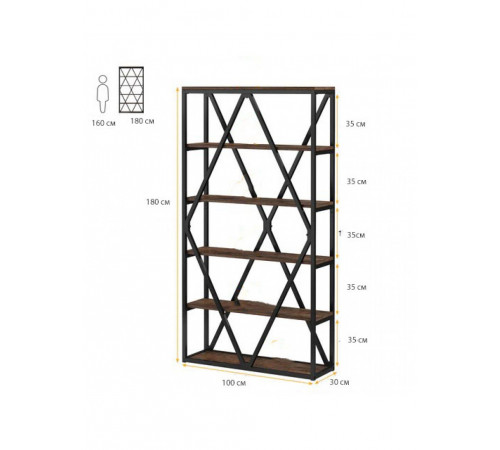 Стелаж 6-ярусний Etagere 12 MSM — місткий та елегантний стелаж у стилі лофт