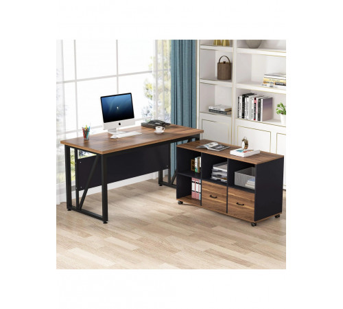 L‑подібний письмовий стіл з тумбою для файлів