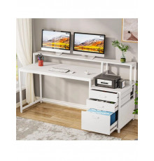 Письмовий стіл MSM з ящиками та підставкою для монітора, Білий