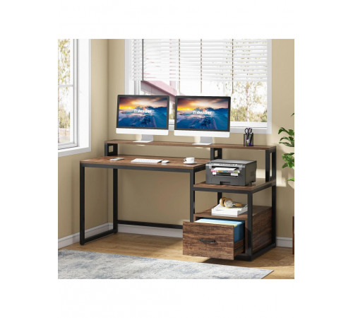 Письмовий стіл із полицями та ящиком для файлів (154 × 60 × 90 см)