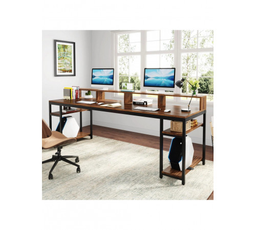 Комп'ютерний стіл із полицею під монітор та 4 відкритими полицями