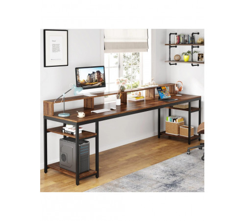 Комп'ютерний стіл із полицею під монітор та 4 відкритими полицями