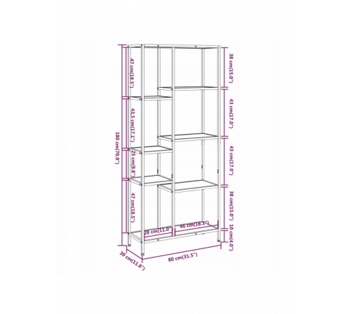 Стеллаж 80×30×180 см — вертикальный стеллаж MSM.