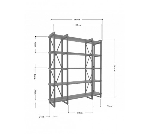Стеллаж Айсберг Лофт 160×182 см — черный/графит