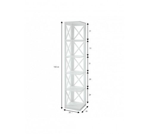 Кутовий стелаж Darek — 5 полиць, 166×30×30 см