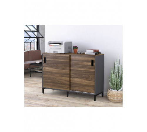 Тумба офісна LS-1200 MSMLOFT — розсувні двері, антрацит (120×83×40)