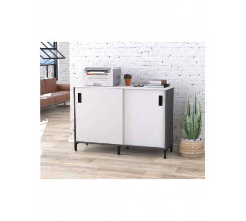 Тумба офісна LS-1200 MSMLOFT — розсувні двері, антрацит (120×83×40)